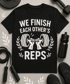 1. Sports fitness T-shirt with motivational workout quote, perfect for gym wear.