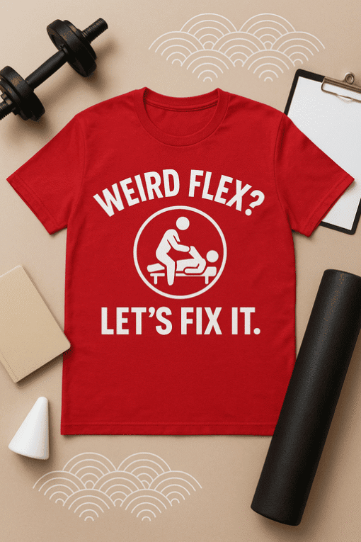 1. Funny physical therapy T-shirt with a massage icon, perfect for healthcare humor.