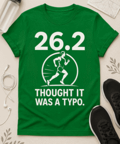 Running humor T-shirt design with motivational quote about thinking it's a typo - perfect for athletic wear.