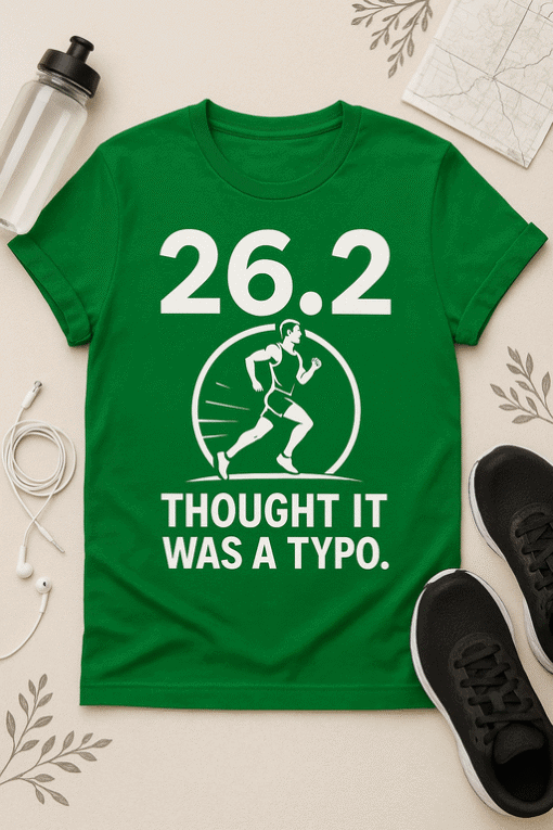 Running humor T-shirt design with motivational quote about thinking it's a typo - perfect for athletic wear.