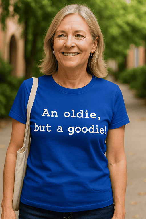 Witty senior women T-shirt with humorous quote for older women, perfect for casual wear and aging gracefully.