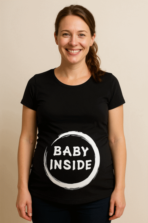 1. Baby inside t-shirt, maternity pregnancy humor, funny motherhood tee, new mom gift idea.