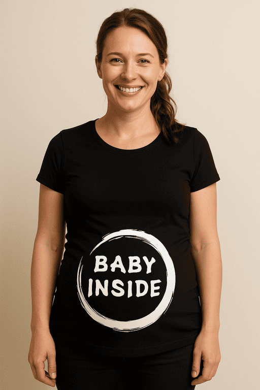 1. Baby inside t-shirt, maternity pregnancy humor, funny motherhood tee, new mom gift idea.