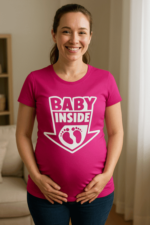 Baby Inside maternity T-shirt, cute pregnancy shirt, expecting mom graphic tee, maternity pregnancy top, funny pregnancy birthday gift.