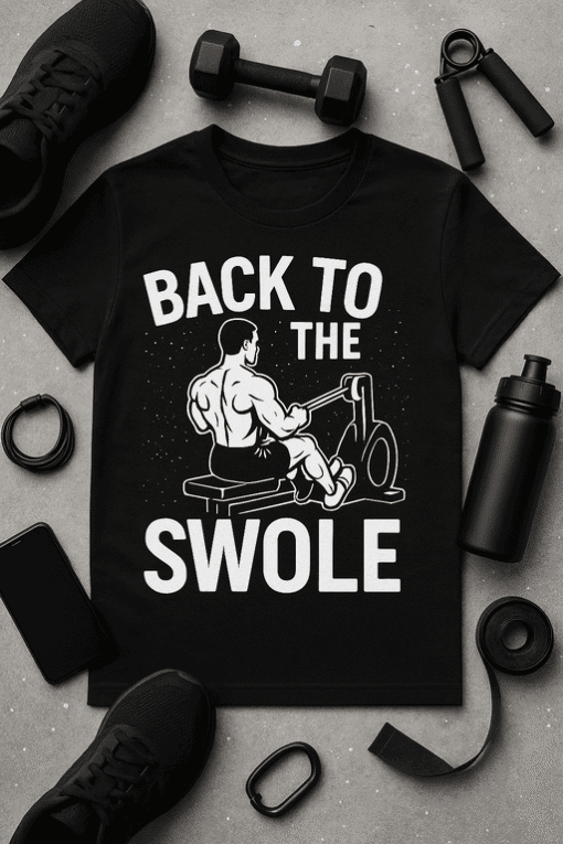 Muscular man lifting weights T-shirt for gym enthusiasts and fitness lovers.