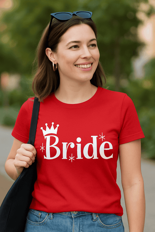 Bride t-shirt for wedding party, bridal shower, or bachelorette celebration, perfect for bride-to-be.