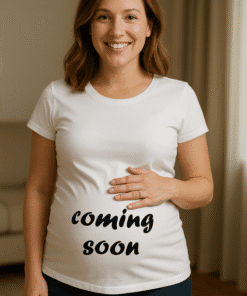 Coming soon T-shirt for women with customizable text, perfect casual summer tee, latest T-shirtplease.com collection.