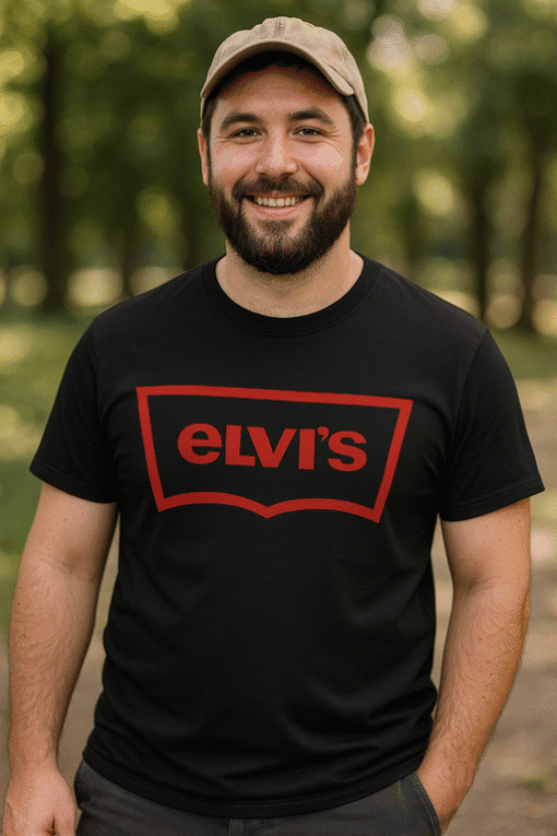 Elvis t-shirt with bold red graphic design for music lovers and fans of classic rock style.