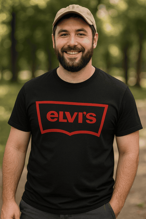 Elvis t-shirt with bold red graphic design for music lovers and fans of classic rock style.
