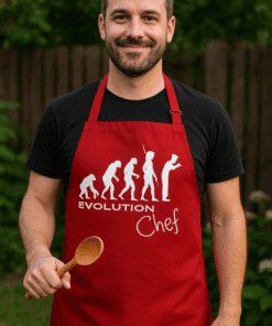 Evolution chef t-shirt, funny biology science humor gift idea, men's casual tee, organic chemistry shirt, unique kitchen apparel.