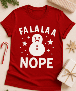 Laughing snowman Christmas t-shirt, holiday joke graphic tee for festive season.