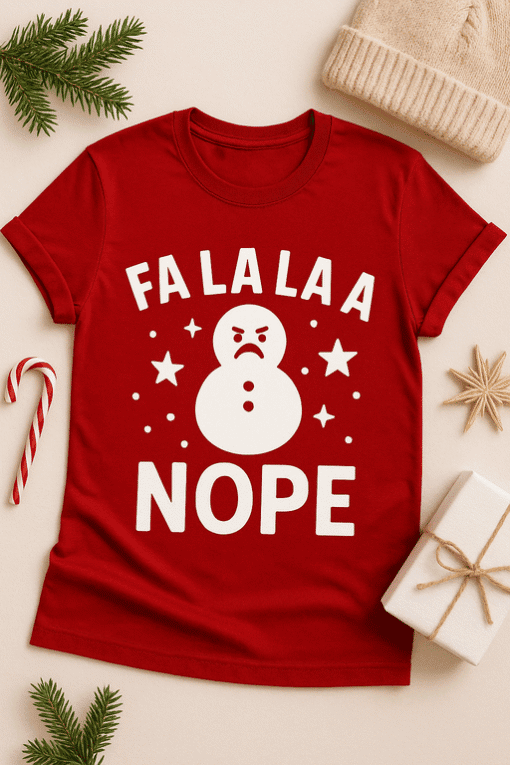 Laughing snowman Christmas t-shirt, holiday joke graphic tee for festive season.