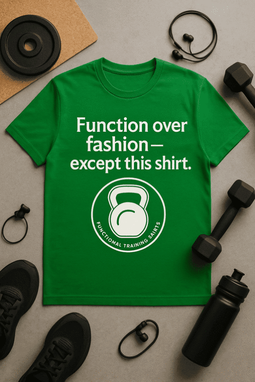 Funtional athletic T-shirt for fitness and workout enthusiasts, perfect for functional training fans.