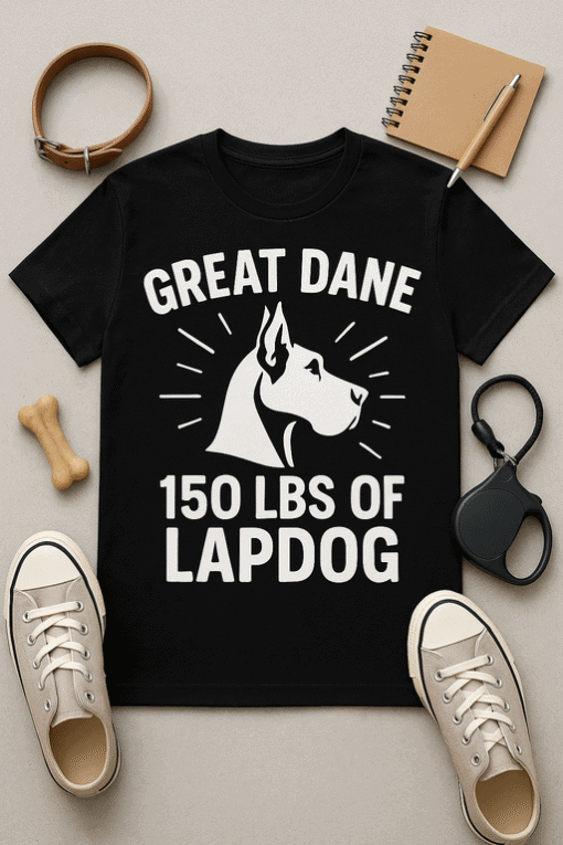 Great Dane shirt with humor about dog weight, perfect for dog lovers and pet enthusiasts.