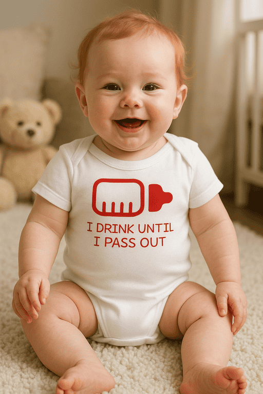Drink Until I Pass Out Funny Baby T-Shirt, Toddler Humor Tee for Kids, Cute Birthdays Gift.