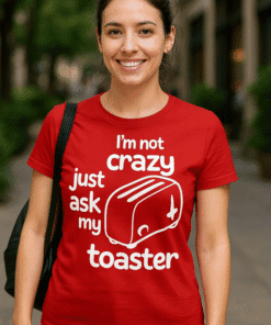 Toaster funny graphic t-shirt, casual women’s tee, quirky gift for toast lovers, stylish humor shirt, comfortable for everyday wear.