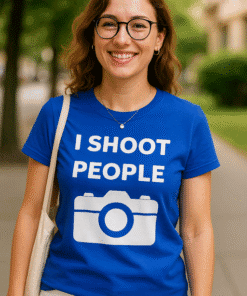 Shoot people t-shirt humorous photography lover funny casual tee for photographers and camera enthusiasts.