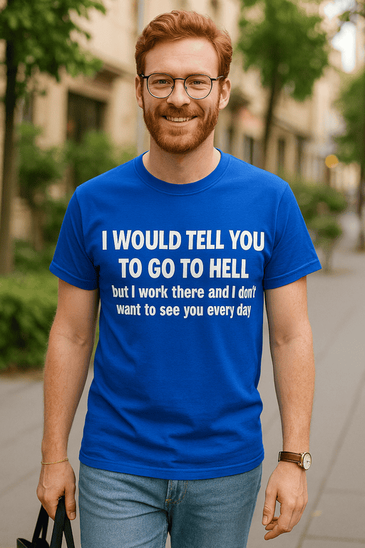 - Funny provocative print T-shirt for men, perfect for casual wear and humor lovers.