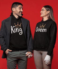 King and Queen couple hoodie set matching apparel for him and her.