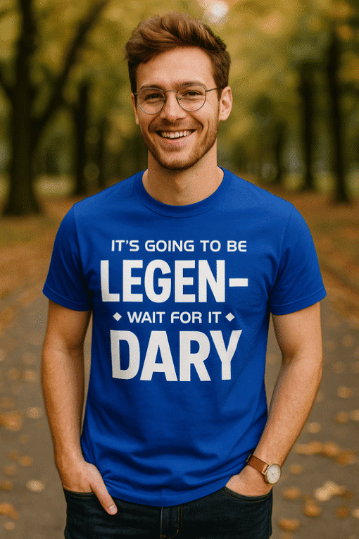 1. Funny sports T-shirt for men with humorous quote about legendary moments.