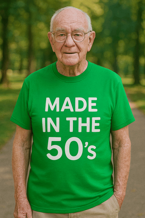 Made in the 50s t-shirt for men and women, funny age milestone tee, perfect for 50th birthday gift.