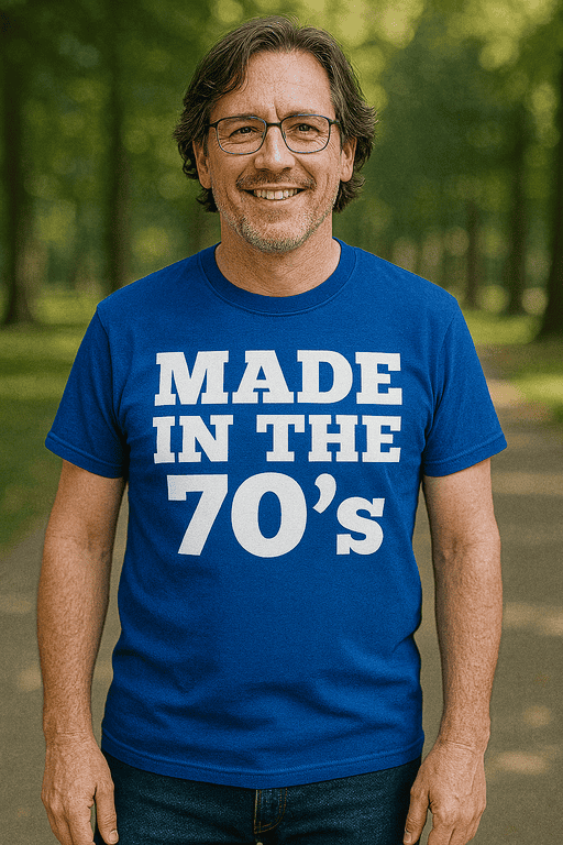 Vintage 70s inspired graphic t-shirt, perfect for retro style and 1970s fashion enthusiasts.