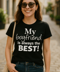 Favorite boyfriend T-shirt, humorous love quote, casual graphic tee, gift for him, boyfriend shirt, trendy streetwear, T-shirtplease.com.