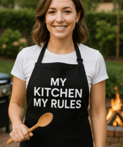 My kitchen my rules apron, cooking, kitchen accessories, kitchen apron, chef apron, kitchen clothing, cooking gear, kitchen wear, culinary, kitchen apparel.