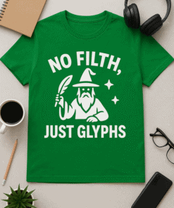 No filth just glyphs meme T-shirt for Harry Potter fans, wizard, magic, witchcraft, humor, astrology.
