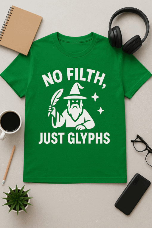 No filth just glyphs meme T-shirt for Harry Potter fans, wizard, magic, witchcraft, humor, astrology.