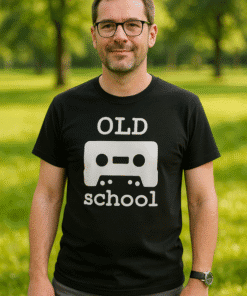 Old school cassette tape T-shirt, retro music lover funny graphic tee, vintage music apparel for men and women.
