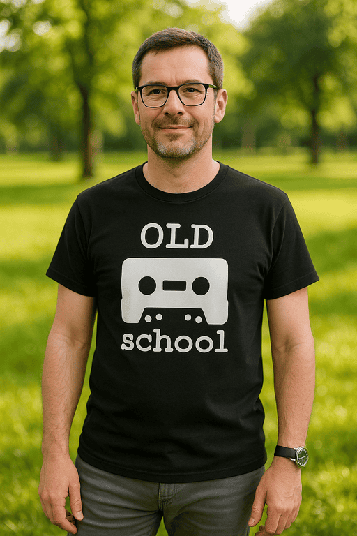Old school cassette tape T-shirt, retro music lover funny graphic tee, vintage music apparel for men and women.