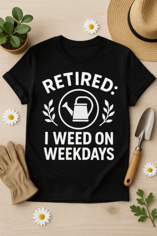 Retired hilarious weed on weekdays t-shirt for cannabis lovers.