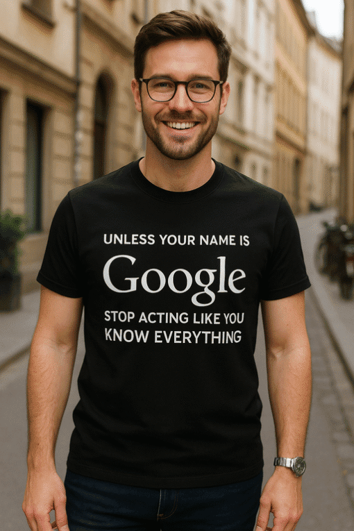 Smart Google T-shirt with humorous quote for casual wear and trending fashion statements.