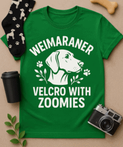 Dog graphic t-shirt, funny dog lover tee, pet-themed shirt, humor dog apparel, Weimaraner joke t-shirt, unique dog breed shirt, casual pet lover clothing, gift for dog owners.