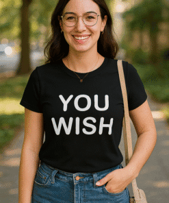 "you wish" funny quote graphic T-shirt, casual women's apparel, trendy streetwear, stylish tee for women, T-shirtplease.com.