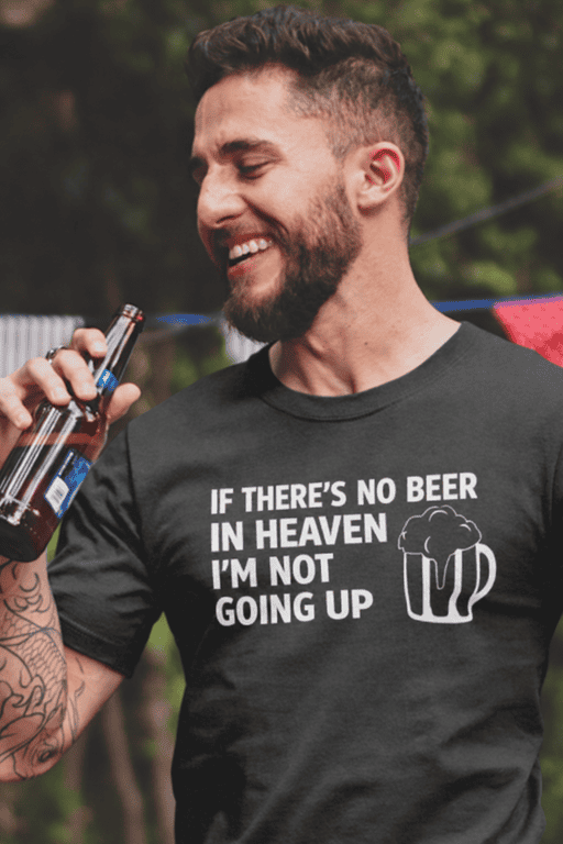 1. Funny beer-themed T-shirt for men, perfect for casual outings and social gatherings.
