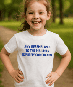 Cute girl wearing humorous T-shirt with funny quote, casual kids' fashion, perfect for playful summer outfits.
