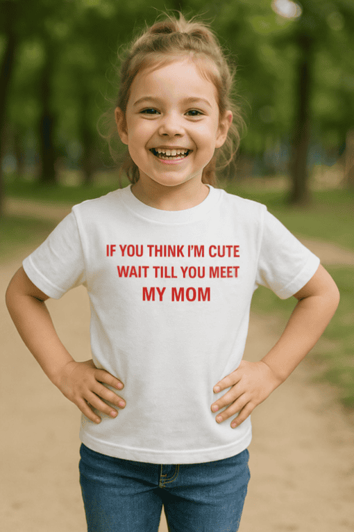 Cute kids T-shirt with humorous message about moms, perfect for children’s fashion and family gifts.