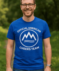 Official American Cheers Team T-shirt for men, casual graphic tee for sports and celebrations.