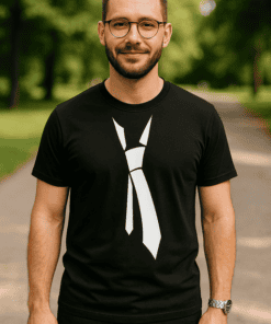 Necktie graphic T-shirt for men, casual fitted T-shirt, stylish men's fashion tee.