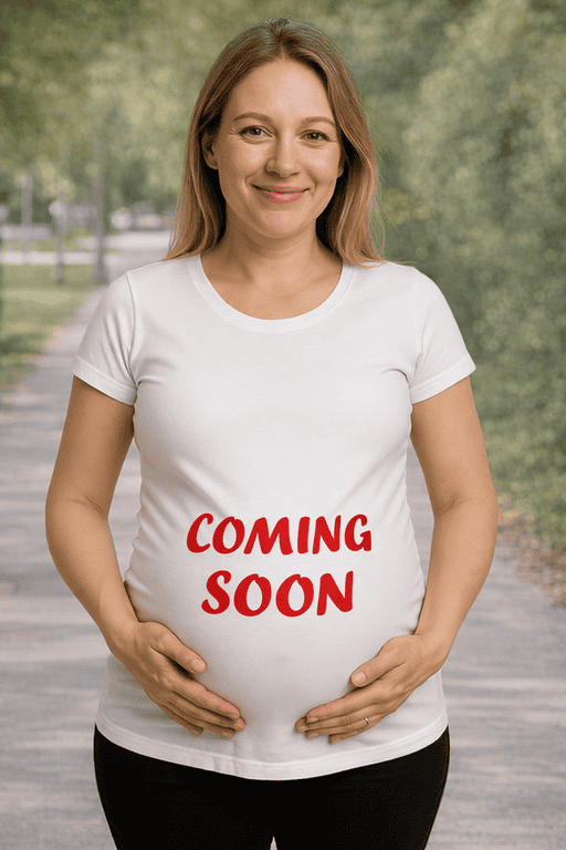 Coming soon pregnancy t-shirt, maternity shirt for expecting moms, funny pregnancy announcement tee, pregnancy gift idea, baby shower t-shirt.
