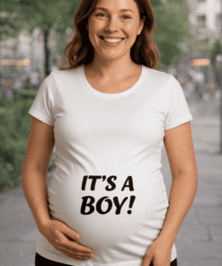 It's a Boy! pregnancy announcement T-shirt for expecting mothers celebrating baby gender reveal.