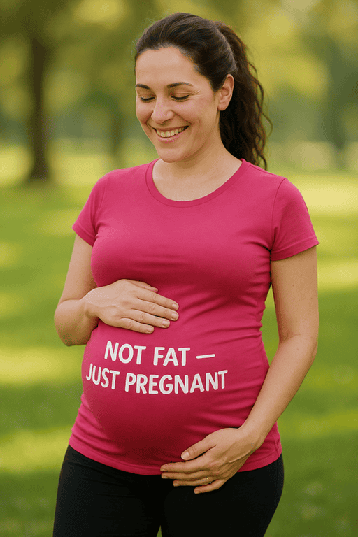 Not FAT—Just Pregnant T-shirt for Expecting Moms, Funny Maternity Pregnancy Tee for Women.