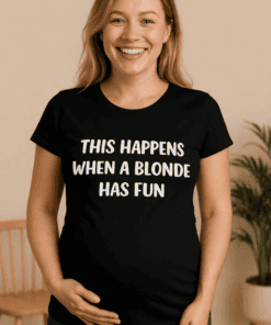 Blonde joke t-shirt, funny pregnancy shirt for women, humorous maternity tee for moms.