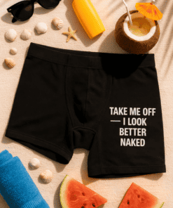 - Casual men's underwear with bold print for summer beach style.