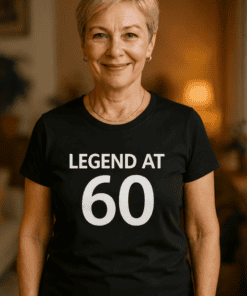 1. Women's 60th birthday T-shirt celebrating milestone anniversary.