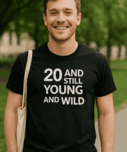 20s lifestyle T-shirt, youthful urban fashion tee with bold print, perfect for casual wear and expressing vibrant personality.