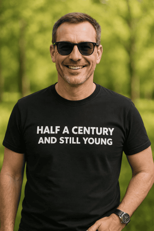1. Men's black T-shirt with humorous slogan, perfect for casual wear and outdoor activities.