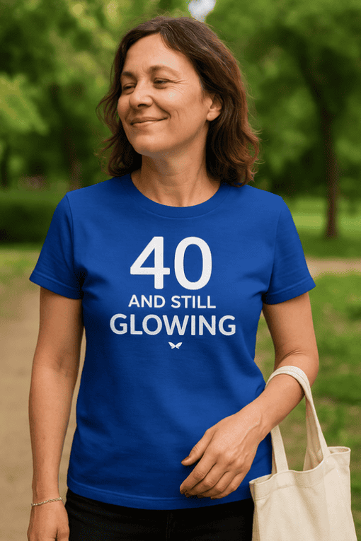 40th birthday shirt for women, age 40 and still glowing, birthday gift idea.